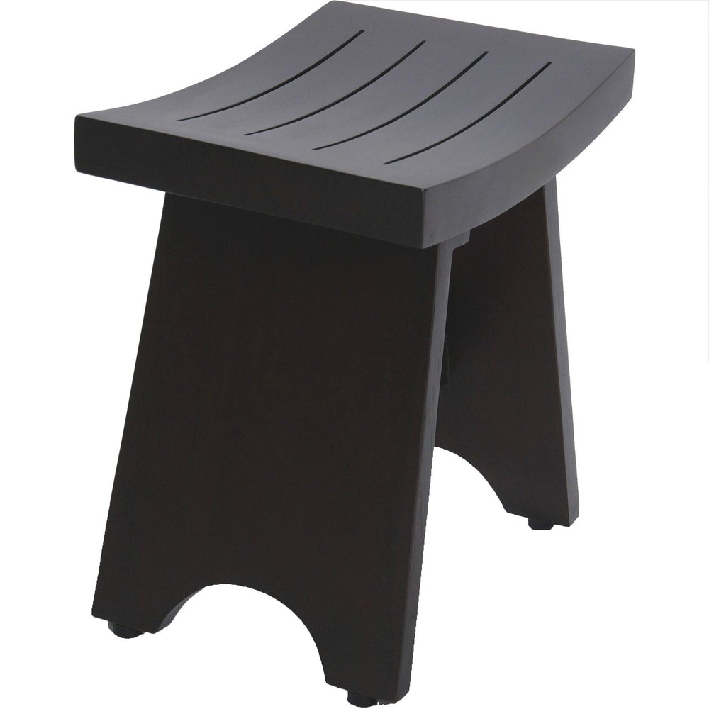 18" Dark Brown Teak Rectangular Shower Bench