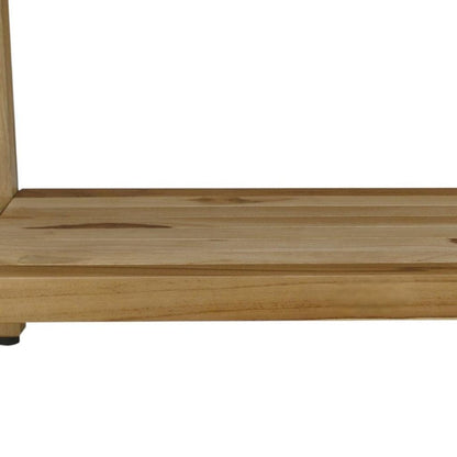 Rectangular Teak Shower Bench With Shelf In Natural Finish