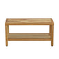 36" Natural Solid Teak Rectangular Shower Bench With Shelf