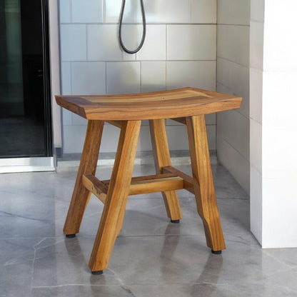 14" Natural Teak Curvilinear Shower Bench