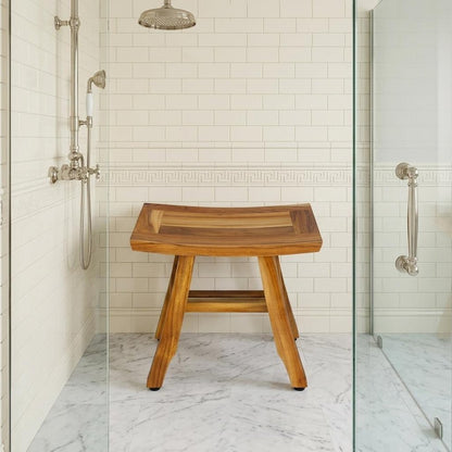 14" Natural Teak Curvilinear Shower Bench