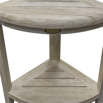 17" White Teak Corner Shower Bench