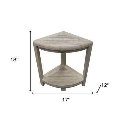 17" White Teak Corner Shower Bench