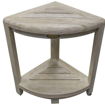 17" White Teak Corner Shower Bench