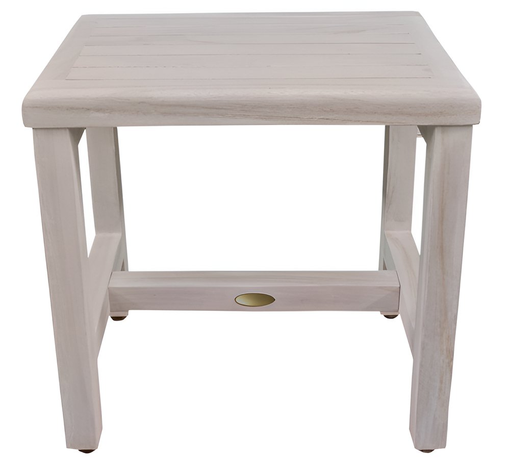 18" Gray Teak Rectangular Shower Bench