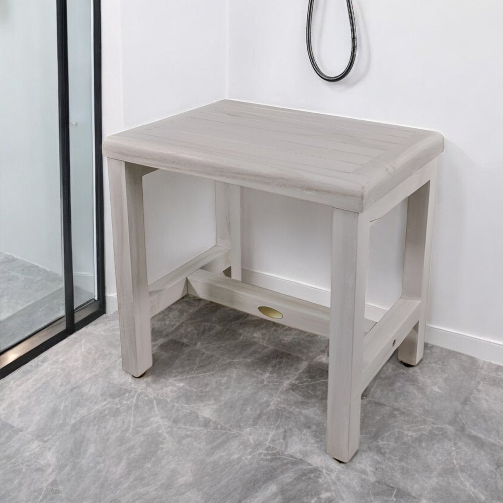 18" Gray Teak Rectangular Shower Bench