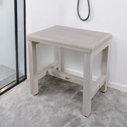 18" Gray Teak Rectangular Shower Bench