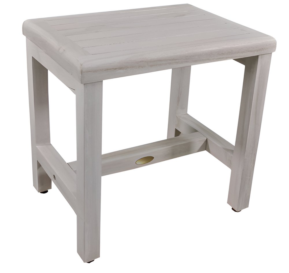 18" Gray Teak Rectangular Shower Bench