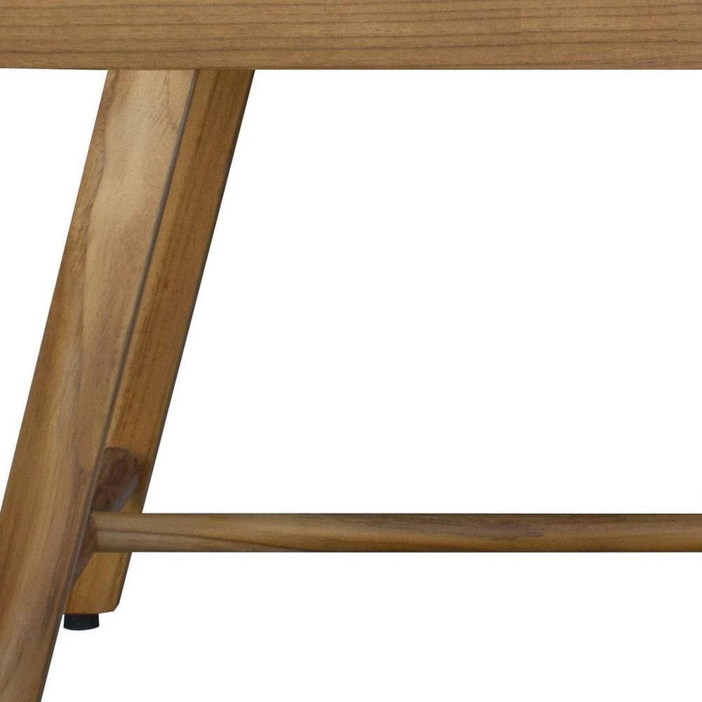 Rectangular Teak Shower Bench With Handles In Natural Finish