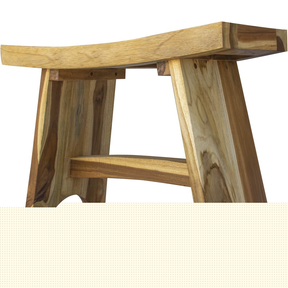 Contemporary Teak Outdoor Bench In Natural Finish