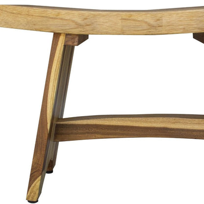 Contemporary Teak Outdoor Bench In Natural Finish