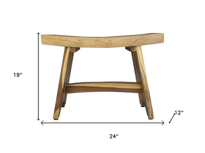 Contemporary Teak Outdoor Bench In Natural Finish