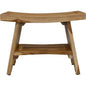 24" Natural Teak Rectangular Shower Bench With Shelf