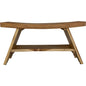 35" Teak Rectangular Shower Outdoor Bench With Shelf In Natural Finish