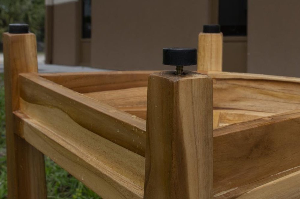 22" Natural Teak Corner Shower Bench With Shelf