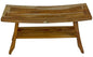 Compact Curvilinear Teak Shower Outdoor Bench With Shelf In Natural Finish
