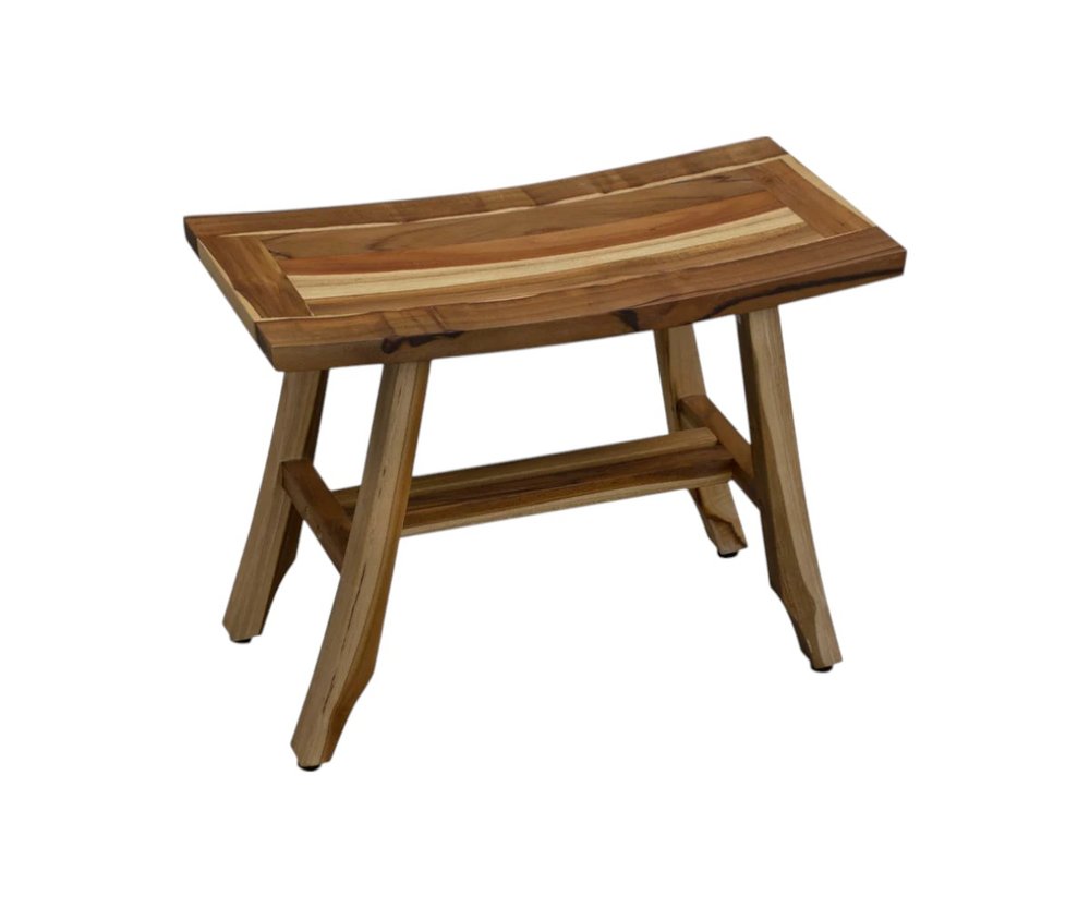 24" Brown Teak Rectangular Shower Bench