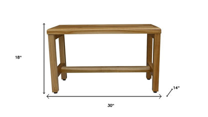 Compact Rectangular Teak Shower Outdoor Bench In Natural Finish
