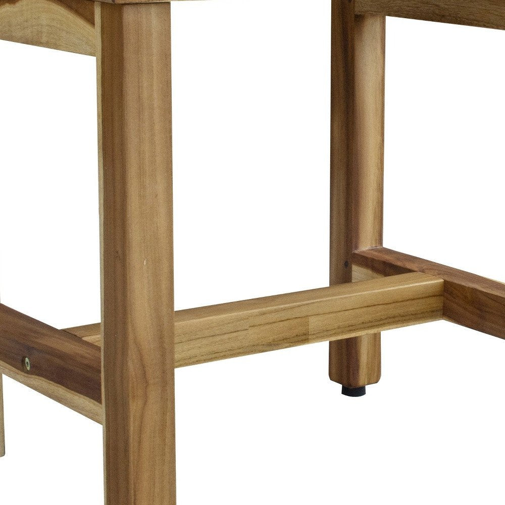 Compact Rectangular Teak Shower Or Outdoor Bench In Natural Finish