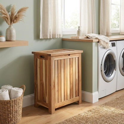 20" Natural Solid Wood Hamper Storage Box