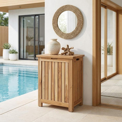 20" Natural Solid Wood Hamper Storage Box
