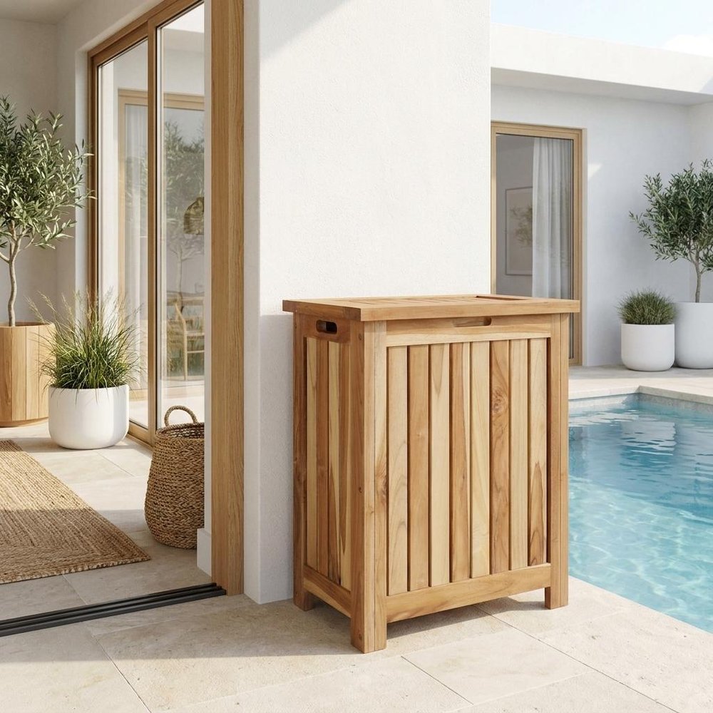 20" Natural Solid Wood Hamper Storage Box