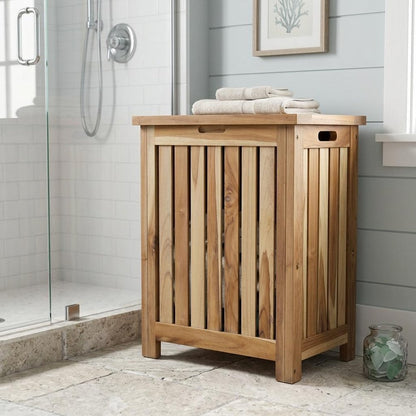 20" Natural Solid Wood Hamper Storage Box