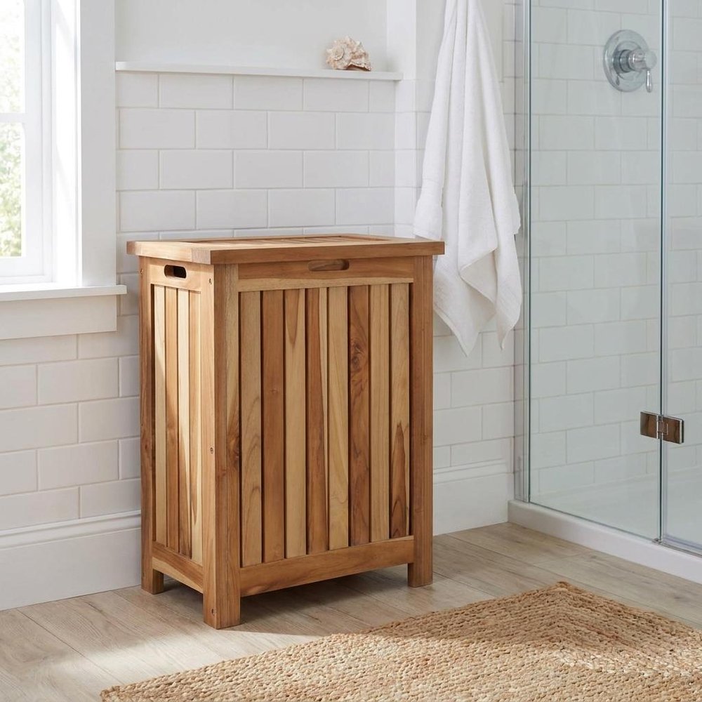 20" Natural Solid Wood Hamper Storage Box