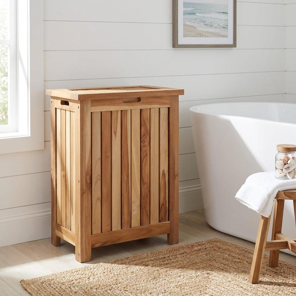 20" Natural Solid Wood Hamper Storage Box