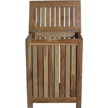 Compact Teak Laundy Storage With Removable Bag In Natural Finish