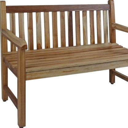 26" Natural Teak Solid Wood Garden Bench