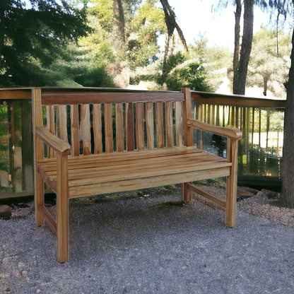 26" Natural Teak Solid Wood Garden Bench