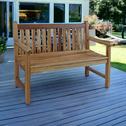 26" Natural Teak Solid Wood Garden Bench