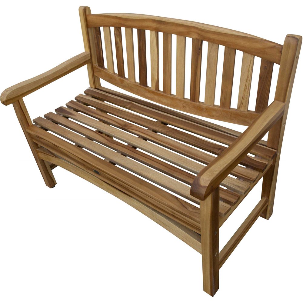 26" Natural Teak Solid Wood Garden Bench
