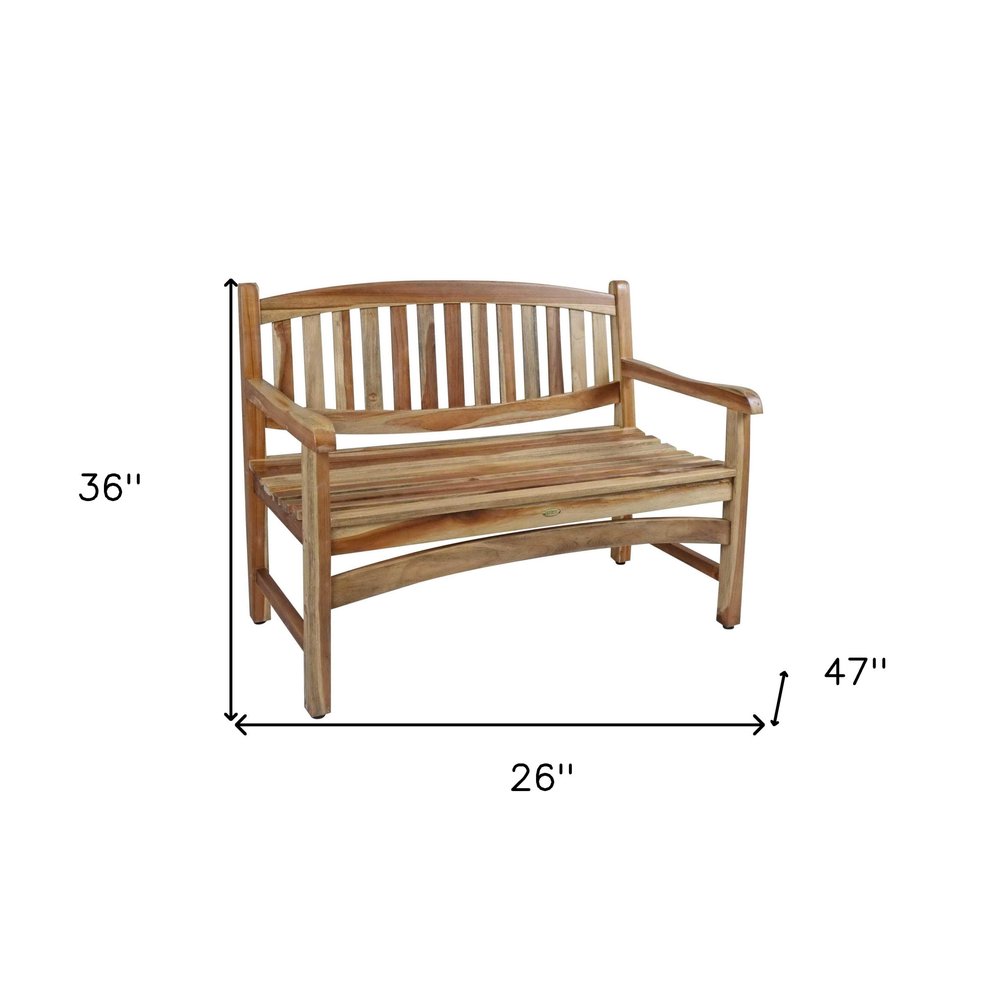 26" Natural Teak Solid Wood Garden Bench