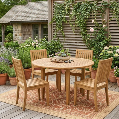48" Natural Rounded Solid Wood Outdoor Dining Table