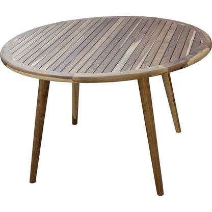 36" Natural Rounded Solid Wood Outdoor Dining Table