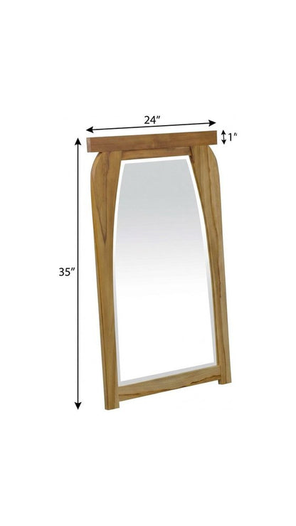 35" Natural Solid Wood Framed Accent Mirror