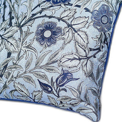 Set Of 4 17" Jacquard Leaf Throw Pillow Cover In Blue