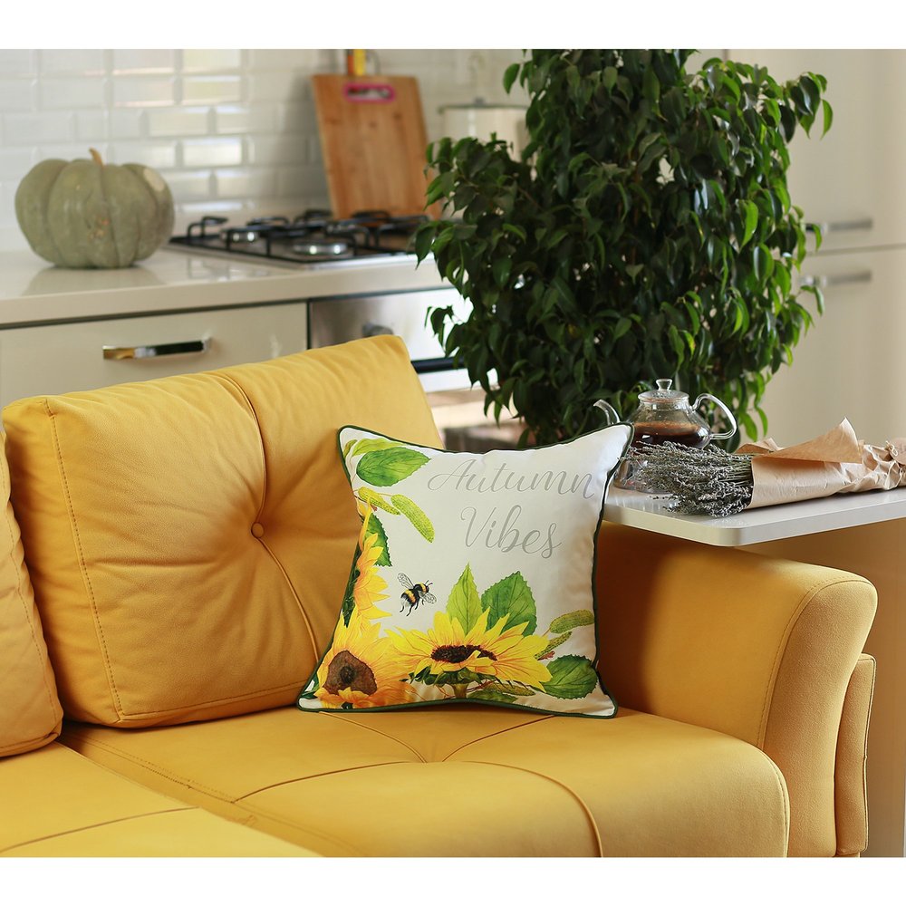 Set of Four 18" Green Fabric Throw Pillow Covers