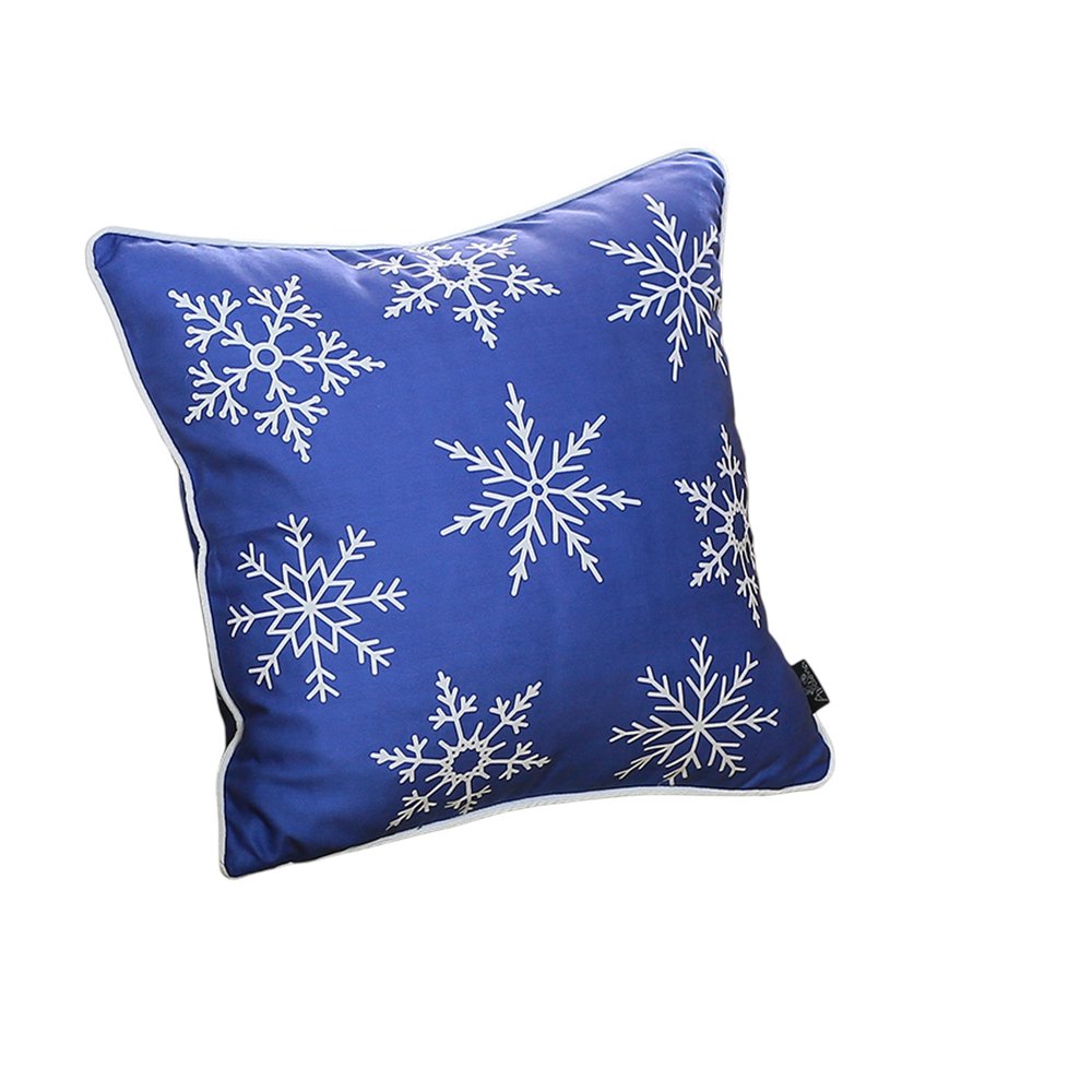 Set Of 4 18" Christmas Snowflakes Throw Pillow Cover In Blue