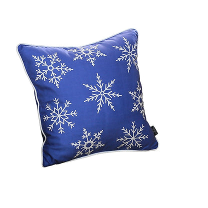 Set Of 4 18" Christmas Snowflakes Throw Pillow Cover In Blue