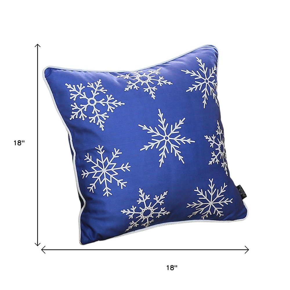 Set Of 4 18" Christmas Snowflakes Throw Pillow Cover In Blue
