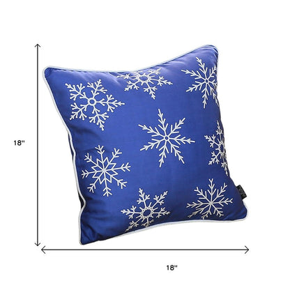 Set Of 4 18" Christmas Snowflakes Throw Pillow Cover In Blue