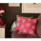 Set Of Four Red 18" Christmas Snowflakes Throw Pillow Covers