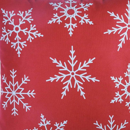 Set Of Four Red 18" Christmas Snowflakes Throw Pillow Covers
