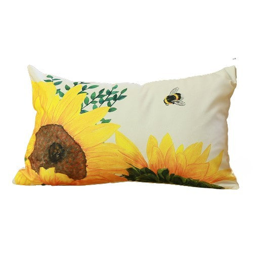 Set Of 4 20" Sunflower Bee Lumbar Pillow Cover In Multicolor