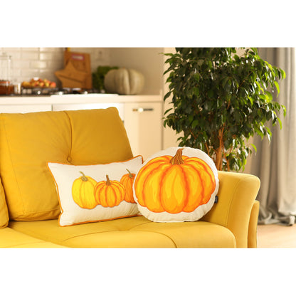 Set Of Four 20" Orange Pumpkin Trio Lumbar Throw Pillow Covers