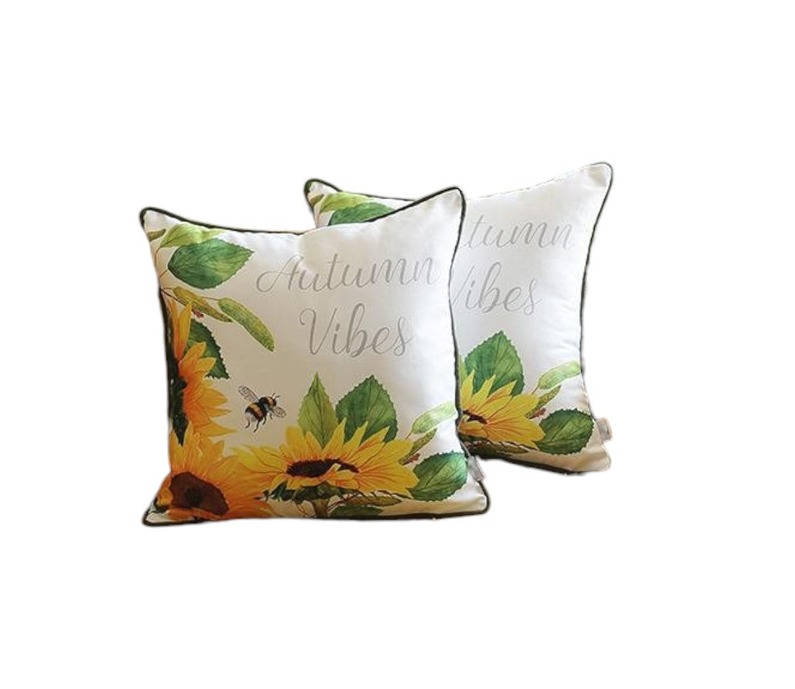 Set Of 2 18" Autumn Vibes Throw Pillow Cover In Multicolor