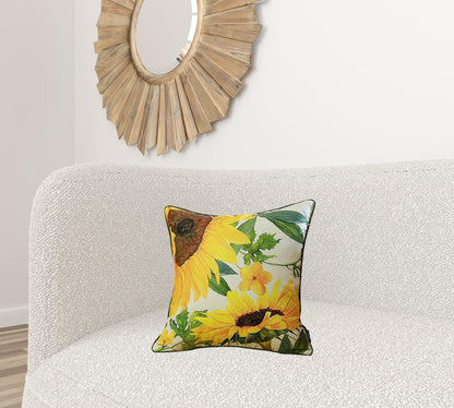 Set Of 2 Square Sunflower Throw Pillow Covers